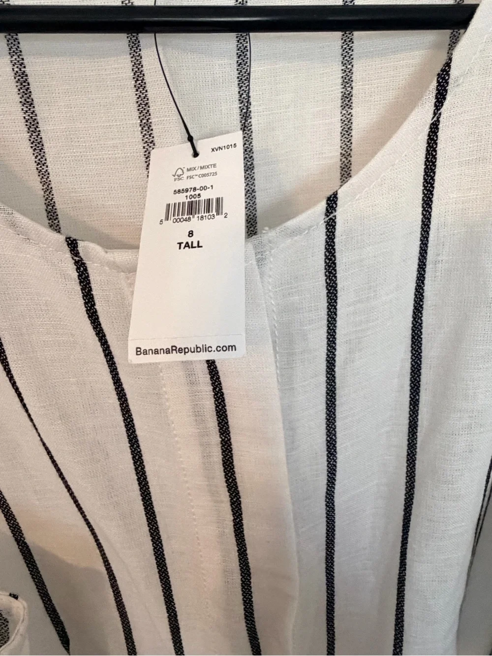 NWT Banana Republic Size 8 Tall Linen-Cotton Wide-Leg Cropped Jumpsuit Inseam24”